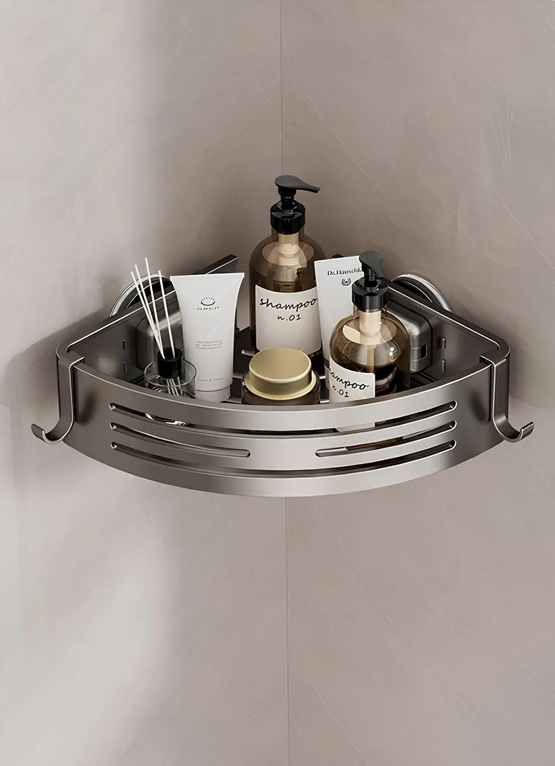 Aluminum Bathroom Shelf Organizer with Towel Bar, Hooks, and Storage – 4 Configurations, Rust-Resistant and Strong 2