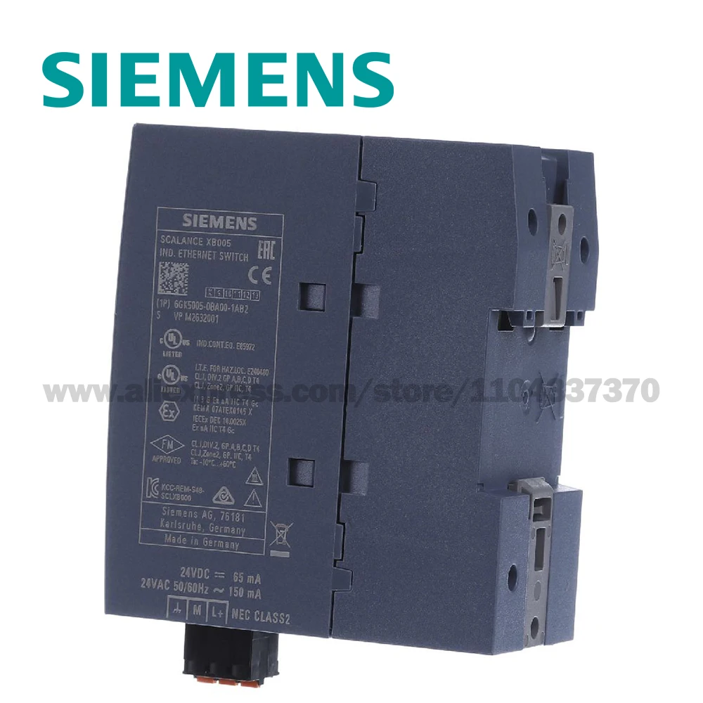 지멘스 SCALANCE 비관리 산업용 이더넷 스위치, 10/100 Mbit/s, 6GK5005-0BA00-1AB2, 6GK5008-0BA10-1AB2, XB005