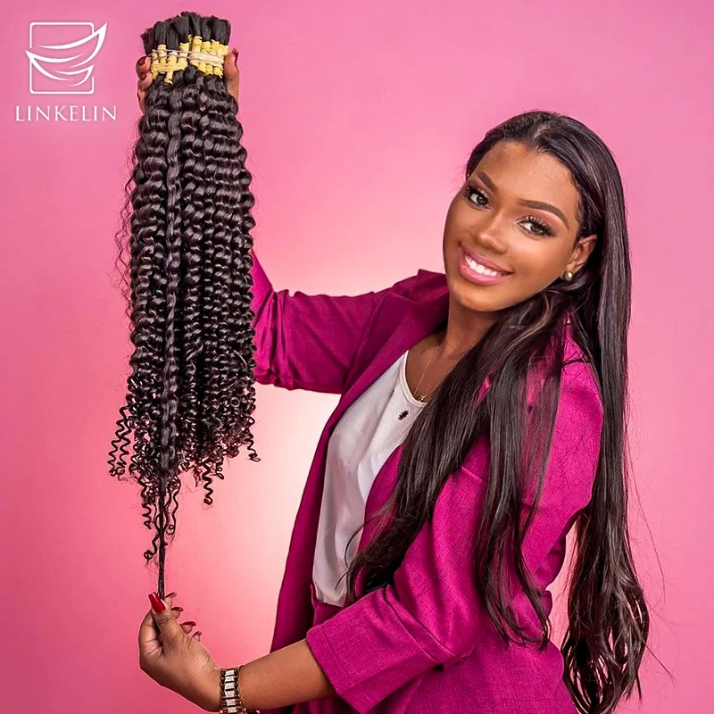 

Human Hair Bulk Deep Wave No Weft Hair Bundles For Braiding Curly Hair Braiding Brazilian Natural Black Human Hair Extensions