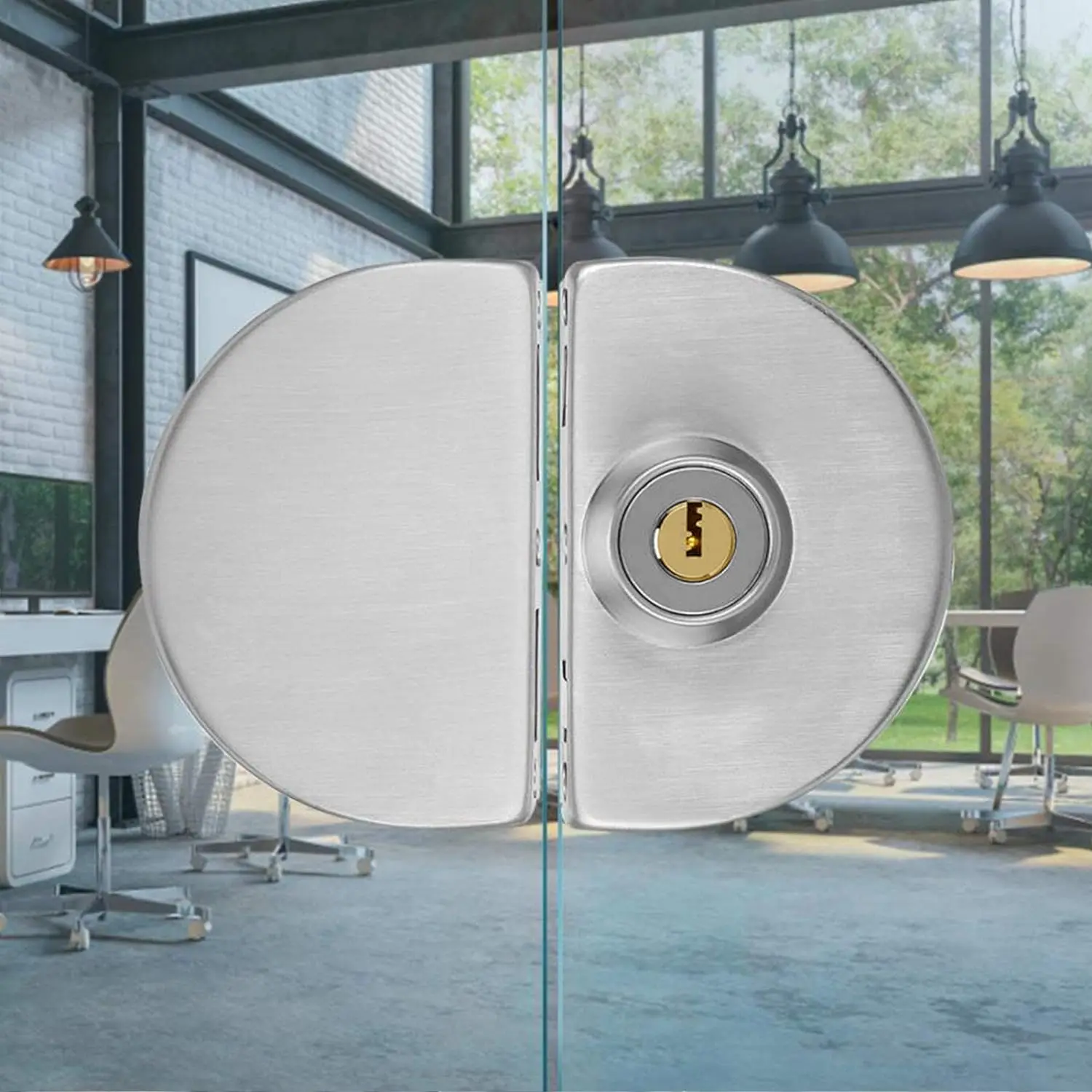 1Piece Square Half Moon Stainless Steel Frameless Glass Door Lock Hook Barrel Latch Boring Free Thumb Turn