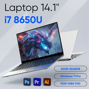 2026 New Ultra Slim 14.1' Laptop Intel Core I7-8650U Windows 11 Pro 32GB RAM 2TB M.2 SSD - Ideal for Office & Study 1
