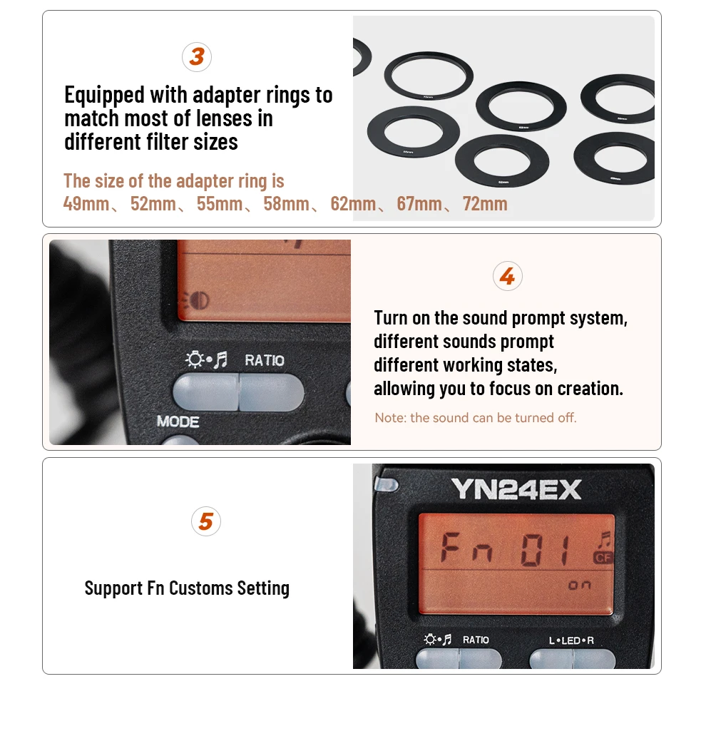 YN-14EX YN14EX II YN24EX Flash LED TTL Macro Ring Lite Flash Speedlite Light  5D