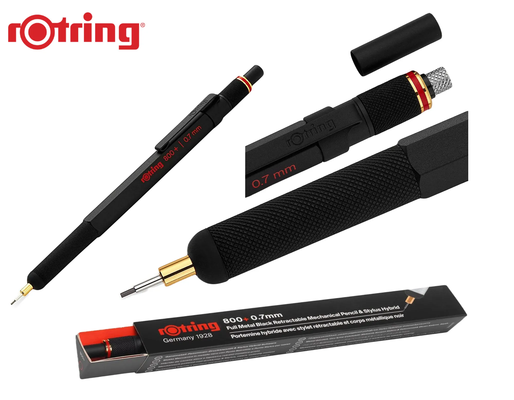 ROtring 800 Retractable Mechanical Pencil 0.5mm Black Silver Barrel  (1904447) Gift Box Set - AliExpress