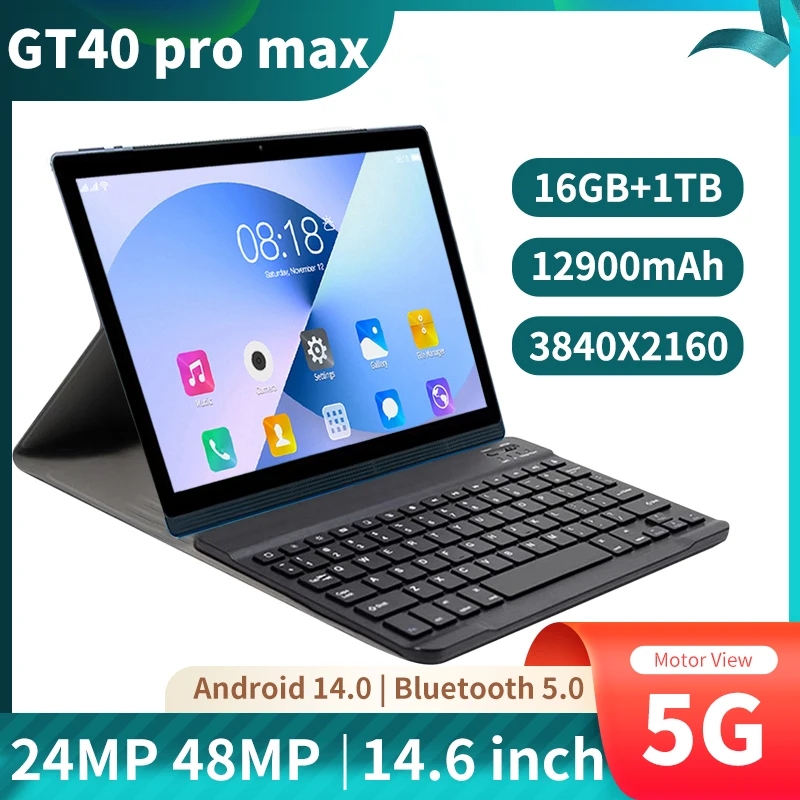 Tablet Android 13 14 Pollici 2024 Nuovo Gt40 16Gb + 1Tb Google Play Dual Sim Card Gps Wifi Gaming Office Global Edition Pad Pro 4G/5G