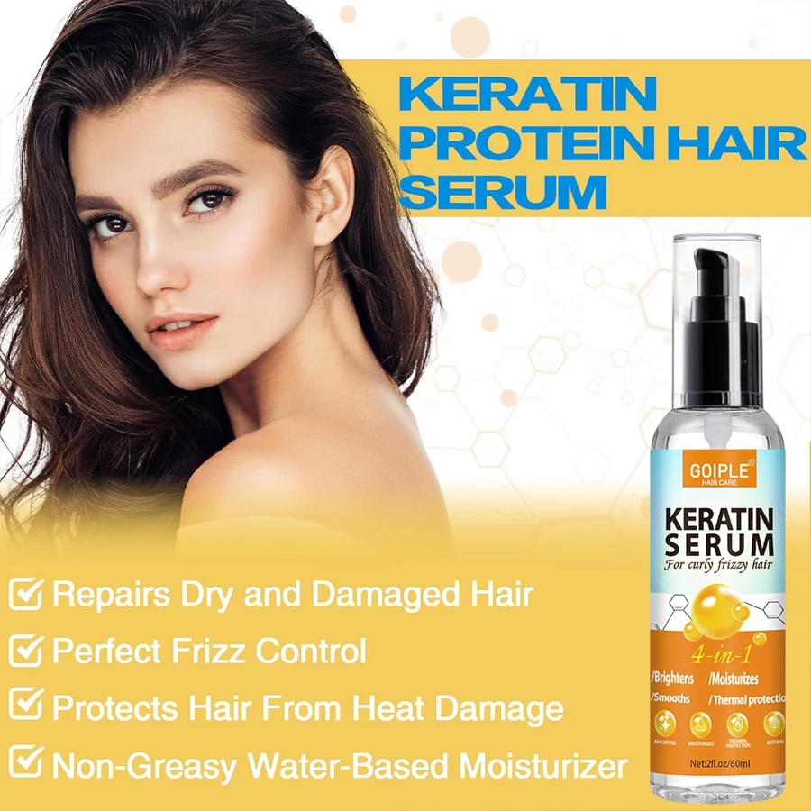 Heat Protectant Spray Keratin Protein Hair Serum Anti Frizz Control Repair Hair Rose Water Spray for Moisturize & Smooth