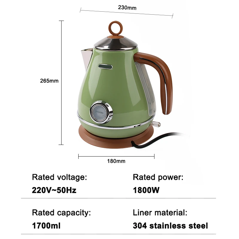 automatic power off retro electric kettle temperature meter stainless steel hot water boiler heating tea pot thermometer heater Automatic Power Off Retro Electric Kettle Temperature Meter Stainless Steel Hot Water Boiler Heating Tea Pot Thermometer Heater 5