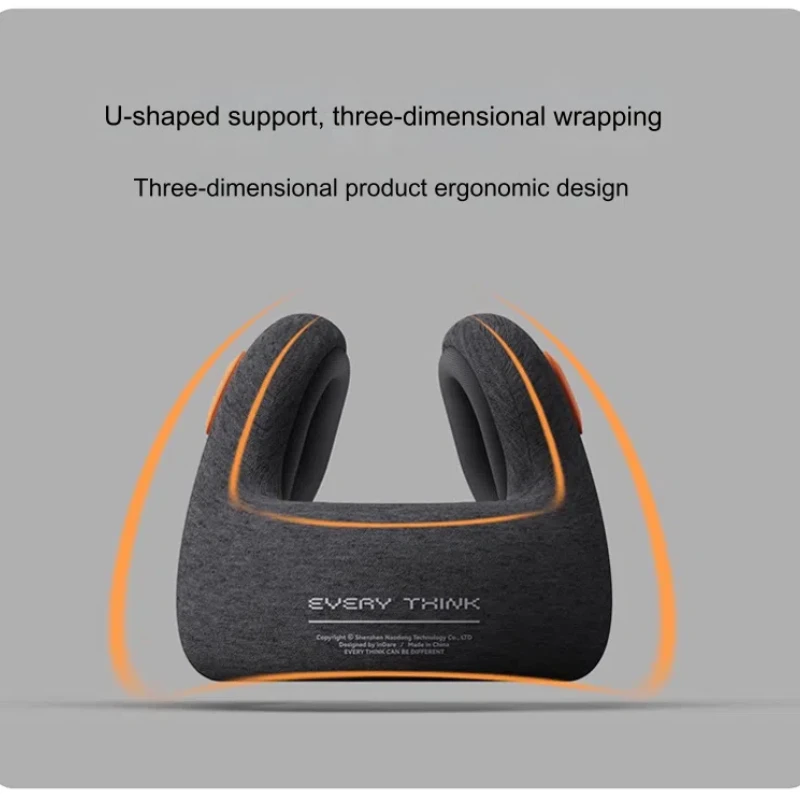 Travel Pillow Airplane with Noise Canceling Earmuffs, Memory Foam Travel Neck Pillow, 360°Neck Support for Planes, Cars, Office 2