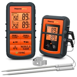 Wireless Dual Probe BBQ Grill & Kitchen Cooking Thermometer with Backlight (TP08C)