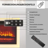Электрический камин Anajqaqia со светодиодной подсветкой, с регулируемой яркостью и дистанционным управлением, 3D цвета пламени, цвет белый/дуб — изображение 4