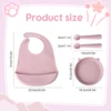 4PC/Set Baby Feeding Set Silicone Shallow Tray Baby Silicone Tableware Toddler Eating Utensil With Suction Cup Silicone Baby Bib 4