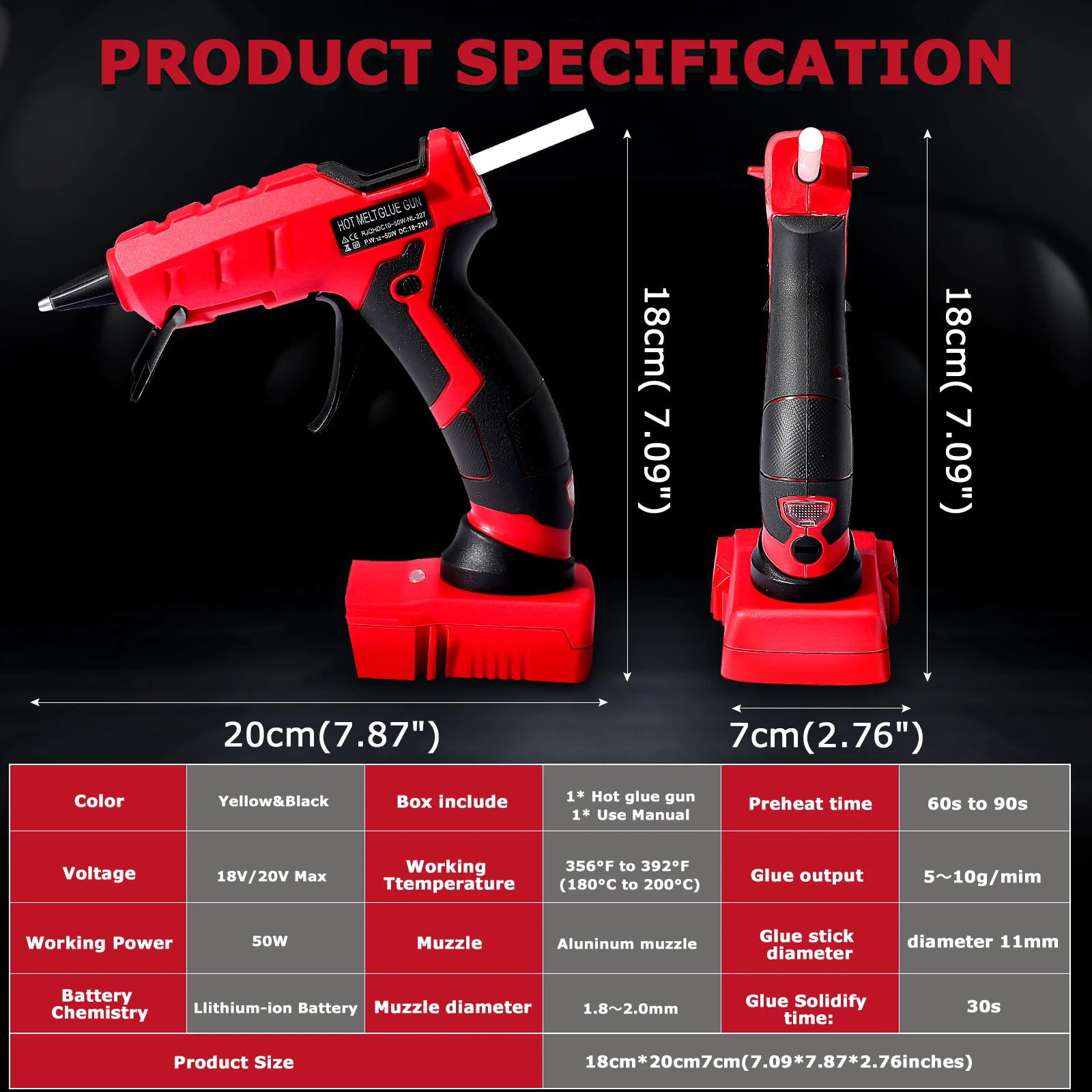 50W Cordless Hot Glue Gun for Milwaukee 18V Battery with 30pcs 7mm Sticks 30s Quick Preheat for Arts & Crafts & DIY (No Battery) 5