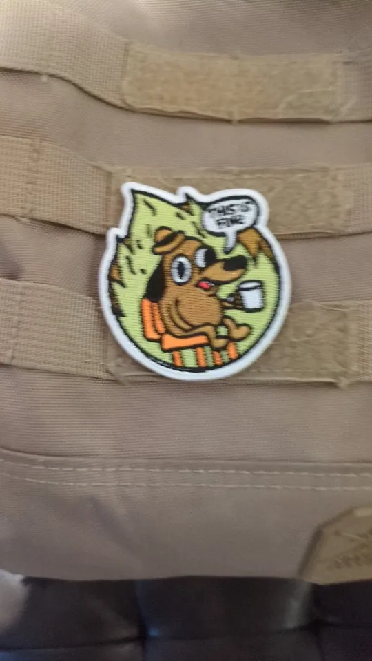 This is fine funny meme patch photo review