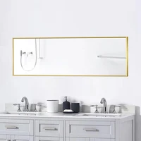 Anajqaqia 150x40см Зеркало для всего тела с металлическим каркасом, стоящее зеркало, прозрачное отражение из HD-стекла, закаленное стекло, золото — изображение 4