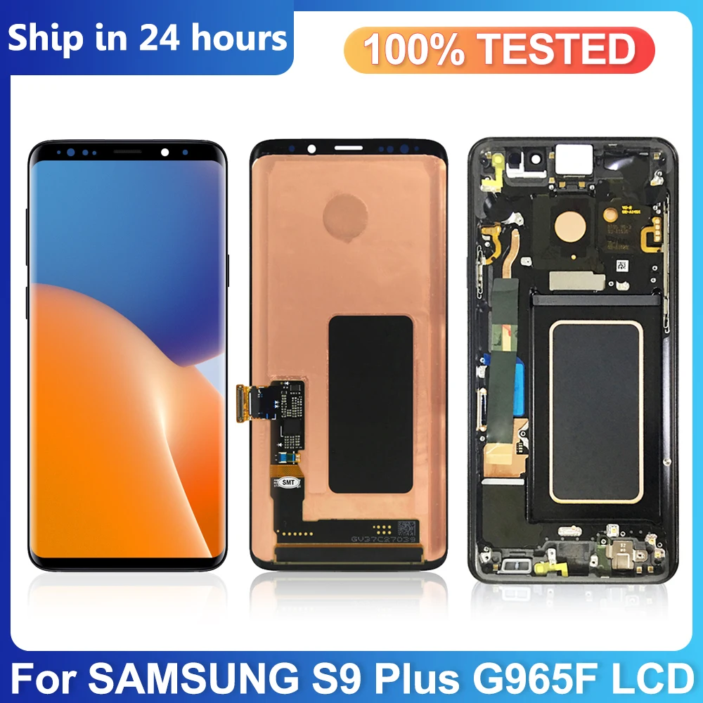 

Super AMOLED LCD For Samsung Galaxy S9 Plus G965 G965F with Frame LCD Display Touch Screen Digitizer Assembly Replacement