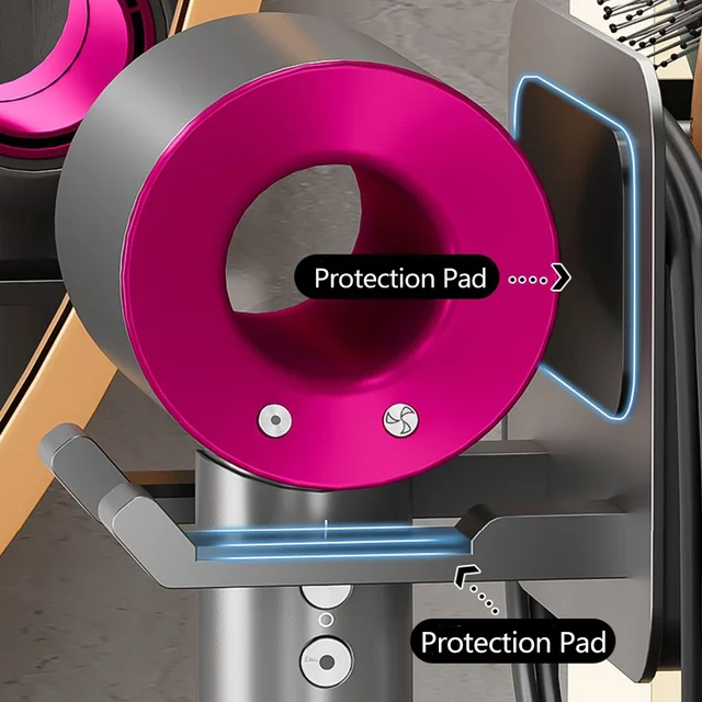 Hajszárító Tartó Falra Szerelt Szárító Bölcső Tartószoba Állvány Tároló Doboz Fúvó Polcokkal - Image 4