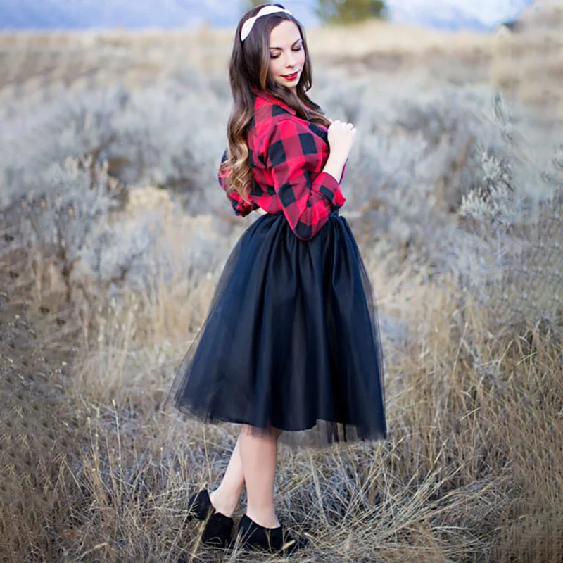 Black Tulle Skirt Jupe En Tulle Midi Layers 65cm Fashion Tulle