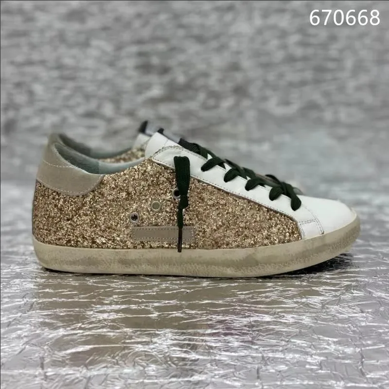 Classical GOLDEN Shoes Designer Women's GOOSE Sneakers Gold Silver Glitter Leopard Leather Graffiti Style Shoe 5