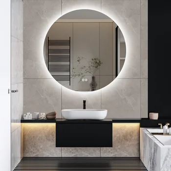 80x80cm Bathroom Round Mirror with LED Lighting, with 3 Light Colours, with Dimmable Touch Switch and Defogging Function