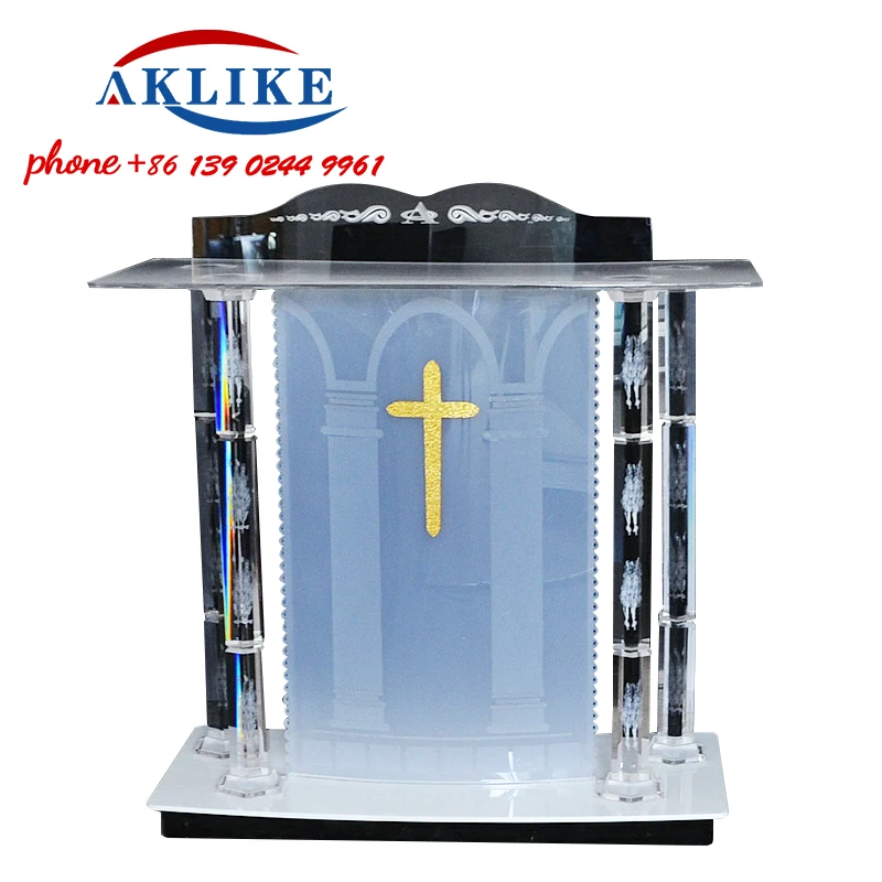 Church Pulpit New Blue Design Podium Crystal Lectern Acrylic Podium Pastor Other Commercial Furniture Lectern