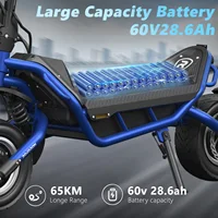 Trottinette électrique puissante SUNNIGOO X3, moteur haute puissance 1800W, batterie grande capacité 60V 28.6Ah, double mode de conduite, vitesse maximale 65KM/H, véhicule de trajet longue portée, pneus tout-terrain 11 pouces, trottinette électrique adulte pour la conduite en extérieur. 4