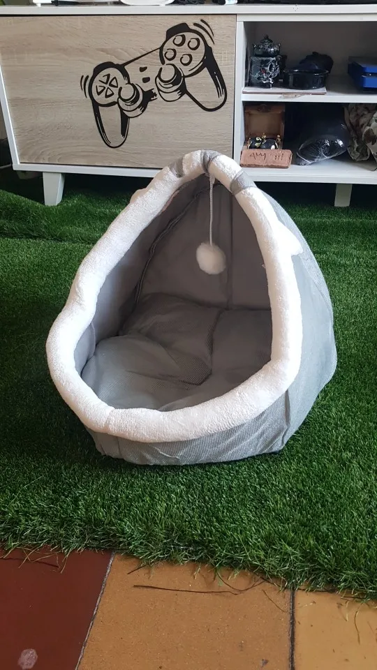 Cama para gatos de sueño profundo, cama para mascotas de dibujos animados, plegable, extraíble, lavable, cama para mascotas, alfombrilla para perros pequeños, bolsa, cueva, cama para gatos photo review