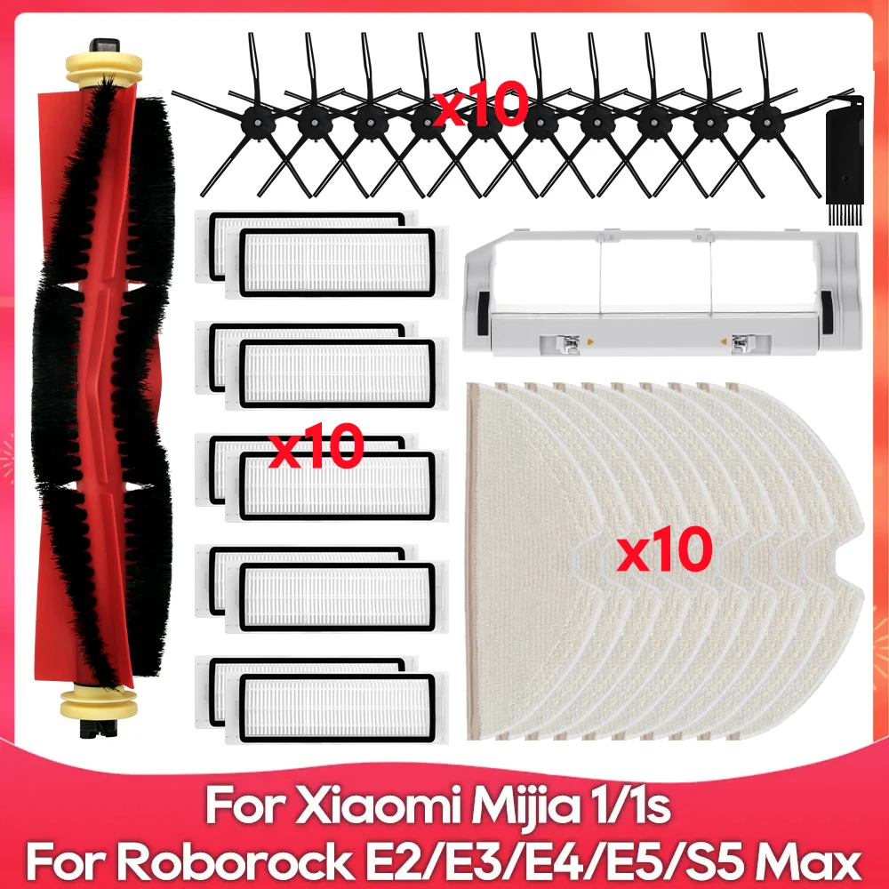 Fit For Xiaomi Mi Vacuum Cleaner 1 / 1S SDJQR01RR SDJQR02RR SDJQR03RR Roborock E2 E3 E4 E5 S4 S4 Max S5 Roller Brush Filter Mop