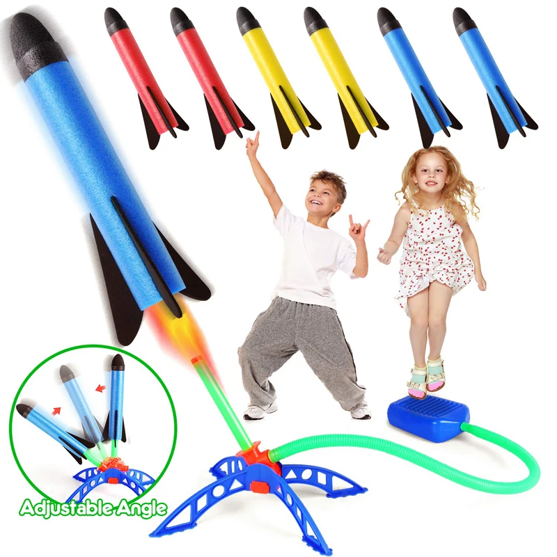 Kid Air Rocket Foot Pump Launcher Toys Sport Game Jump Stomp Outdoor