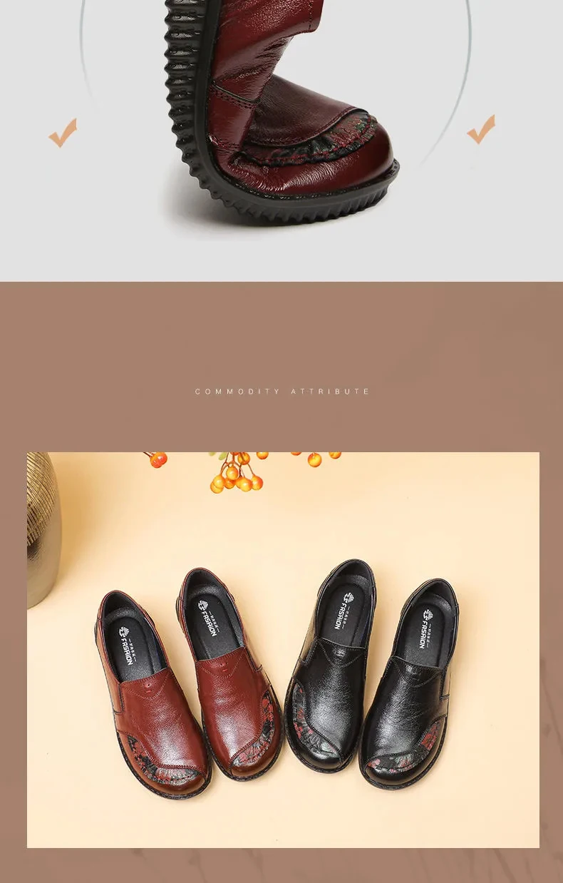 Luxus Bequeme Mama Schuhe frauen Müßiggänger Ballerinas Ältere Frau Echt Leder Mokassins Mom Vintage Schuhe Ohne Absätze – Detail 14