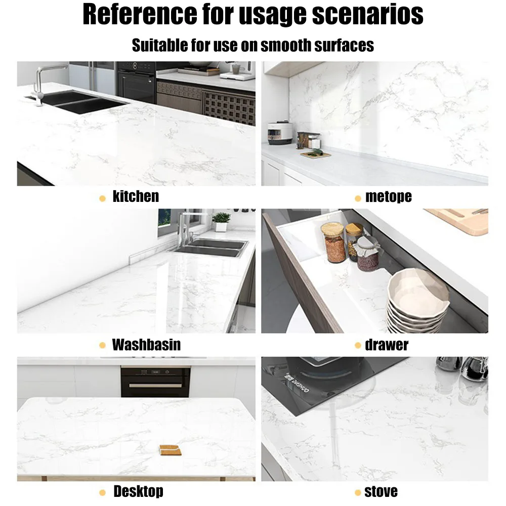 Waterproof Wall Stickers 40CM Modern Marble Self-adhesive Oil Fume Sticker Oil Resistant Mold Proof Kitchen Background Wallpaper