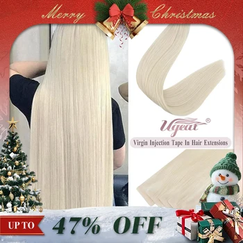 [12 mesi] Nastro invisibile Ugeat nelle estensioni dei capelli umani Nastro vergine per iniezione di trama della pelle senza cuciture di grado 10A nei capelli 2,5 G/pezzi