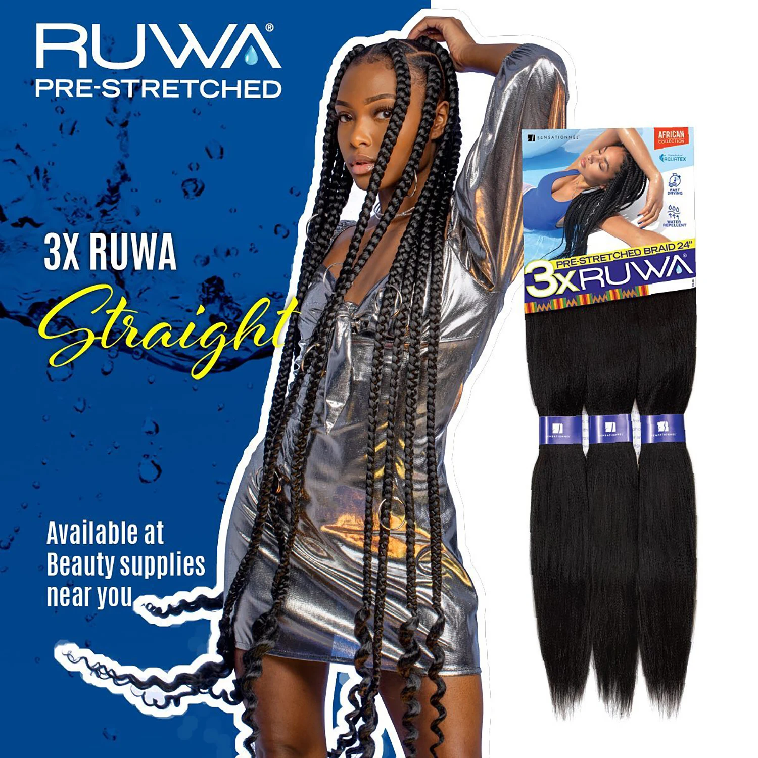 Sensationnel XPRESSION 3X Ruwa Synthetic Hair Braids Pre-Stretched Braid 24" - Lightweight, Easy to Install 6