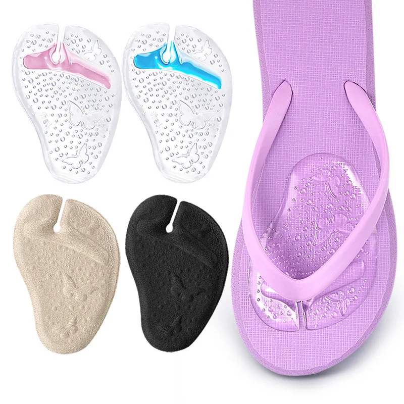 5 Pairs Forefoot Metatarsal Pads for Thong Sandals Flip Flops Sandals Heels Gel Anti Slip Ball-of-Foot Cushion Self-adhesive sandals leopard rivet hollow out flat thong sandals in multicolor size 39