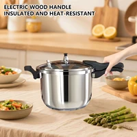 Casserole à pression en acier inoxydable de 5 L avec indicateur de pression et dispositifs de sécurité pour cuisinière à gaz et à induction 6