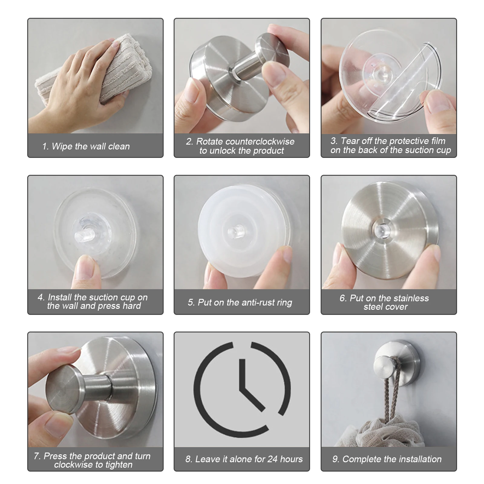 Silver Suction Cup Hooks for Shower, Removable Towel Hooks for Bathroom Kitchen, Heavy Duty 15 LB Capacity, No Drill Installatio 4