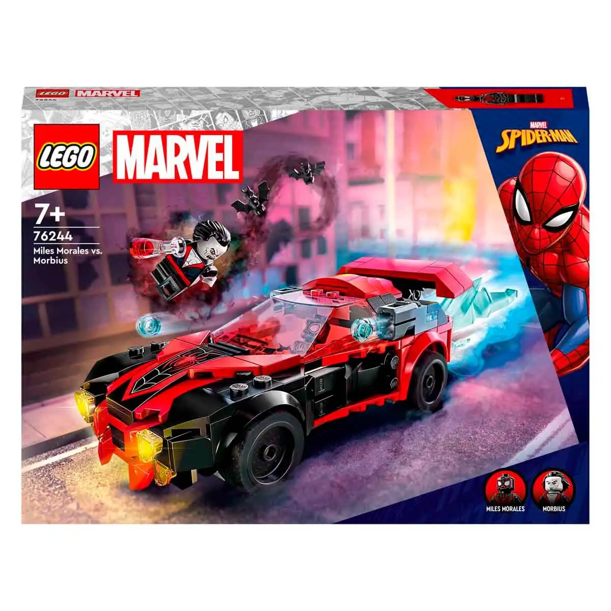 LEGO Marvel Spider-Man Miles Morales vs. Morbius 76244 Building Toy -  Featuring Race Car and Action Minifigures, Adventures in The Spiderverse,  Movie