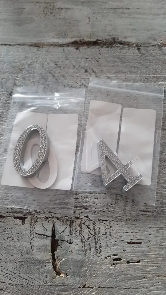 1PCS Metal House Number with Imitation Diamond Self-Adhesive Door Numbers for Apartment Hotel Home Mail Box Label Outddoor #0-9 photo review