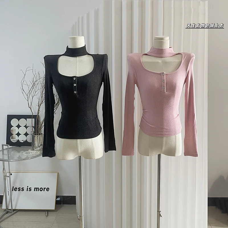 

Женский трикотажный свитер с длинным рукавом, однотонный облегающий пуловер в стиле ретро, повседневный топ на осень