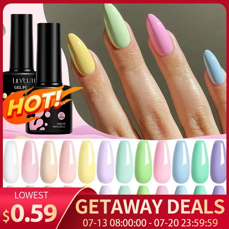 

LILYCUTE 7ml Macaron Candy Gel Nail Polish 184 Colors Spring Summer Pink Purple Semi Permanent For Manicure Nail Art Gel Varnish