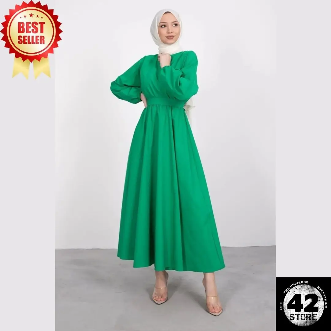 Seasonal Green Hijab Dress