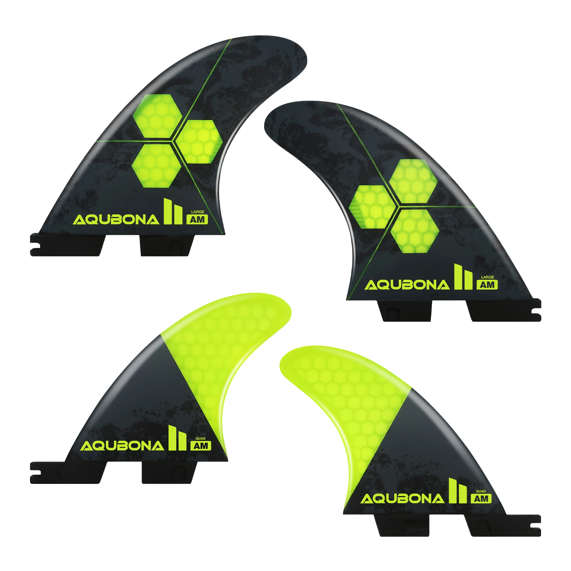 AQUBONA Surfbrett Fins Honeycomb Fiberglas Leistung Twin, Ruder (3 Flossen) quad 5 Flossen Einzigen Tab oder Twin Tab Größe