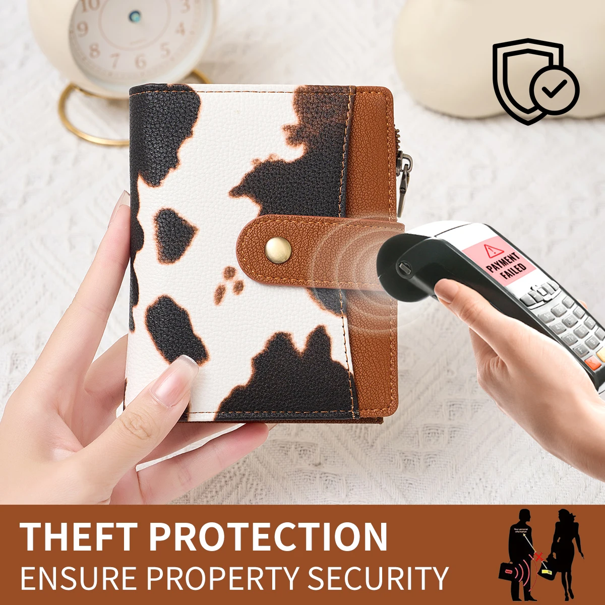 Elegant RFID Blocking Women's Trifold Wallet with Zippered Coin Pocket - Durable PU Leather Card Holder