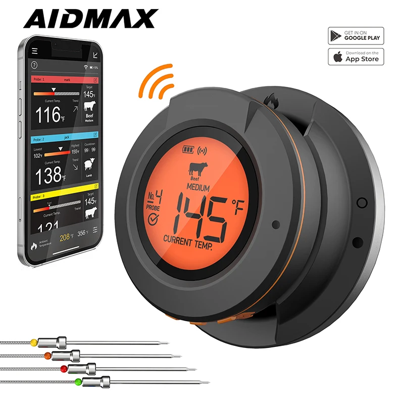 AidMax Pro05 Digital Household BBQ Cooking Thermometer Meat Thermometer  Bluetooth Connected for Party Oven Smoking - AliExpress