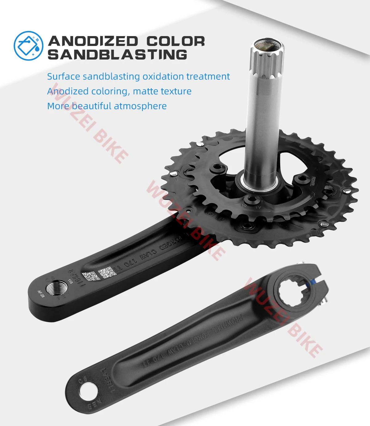 PROWHEEL 170MM MTB Bicycle Crankset 26/36T 28/38T Chainring 64