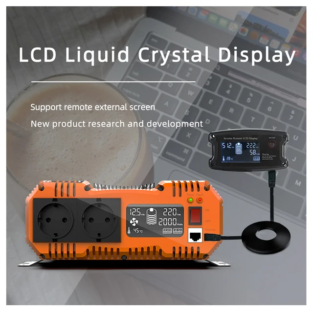 Inverter Onda Sinusoidale Pura 4000W 8000W - Convertitore DC 12V A AC 220V Con USB E 2 Prese - Foto 2