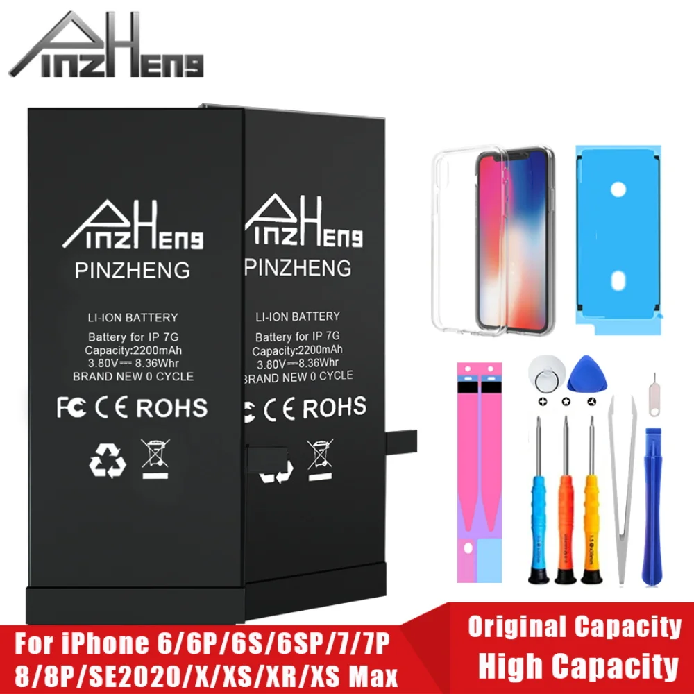 Real High Capacity Battery For iPhone 8 SE 6 6S 7 8Plus X Xs Max Xr Phone Replacement Batteries Warranty One Year