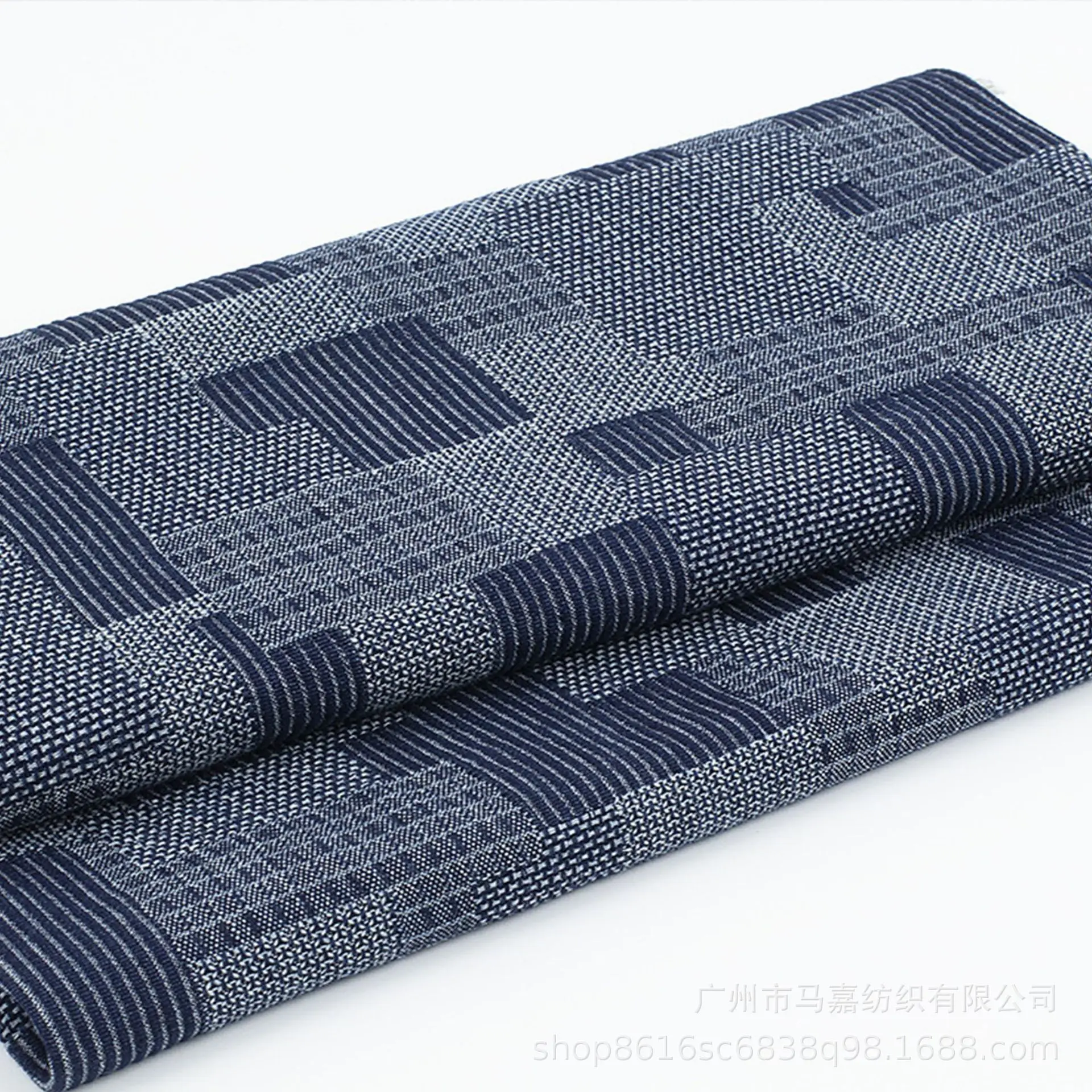 10oz Jacquard Jeans Fabric Cotton Tridimensional Figured Cloth Washed Blue Denim Shirting Textile