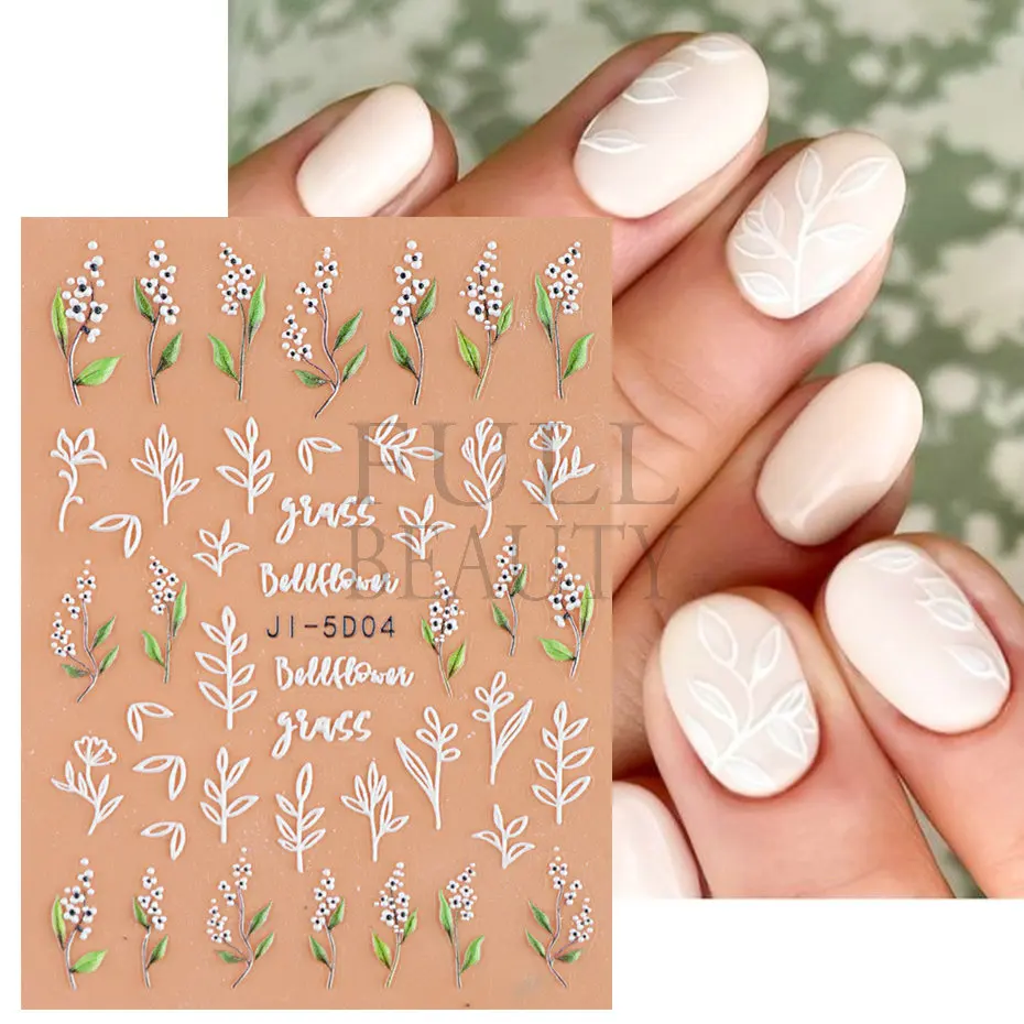 White with Forest Green & Gold Hearts Nail Wraps