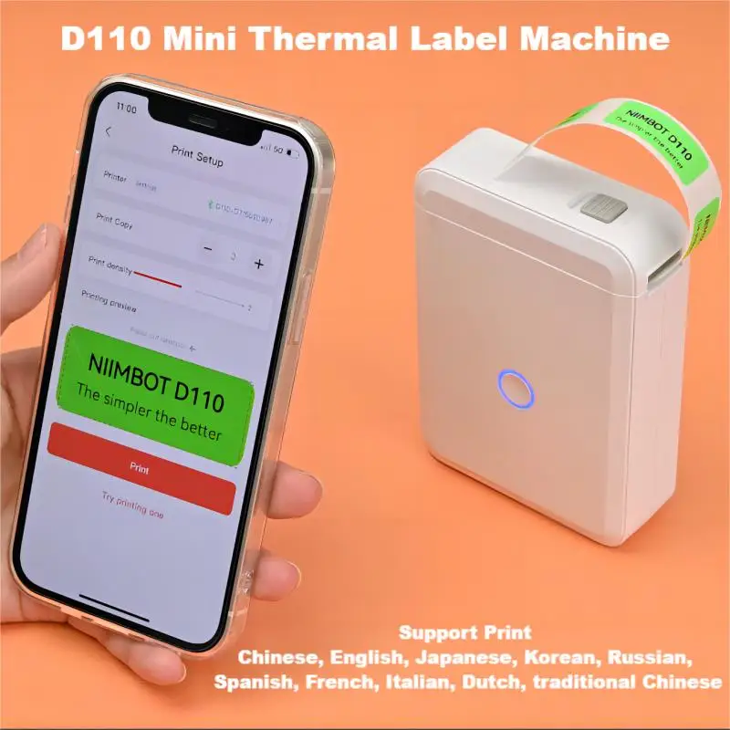 D110PortableThermalLabelPrinterEasyToUseWirelessBluetooth