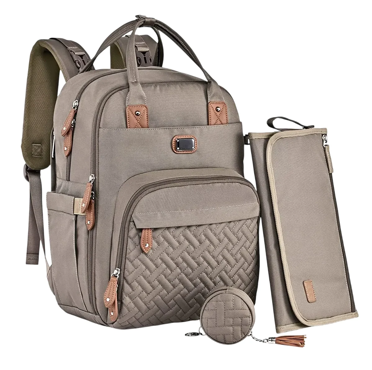 Mochila Pañalera Cuna Impermeable Multifunción Bebe Viaje Caqui