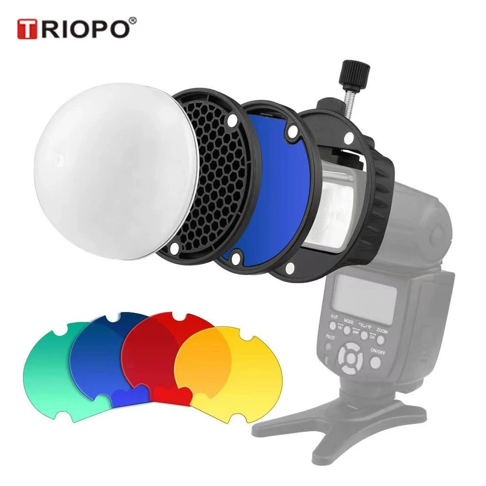 TRIOPO MagDome Color Filter Reflector Honeycomb Diffuser Ball Photo Accessories Kits For GODOX TT600 TT520 YONGNUO Flash Replace